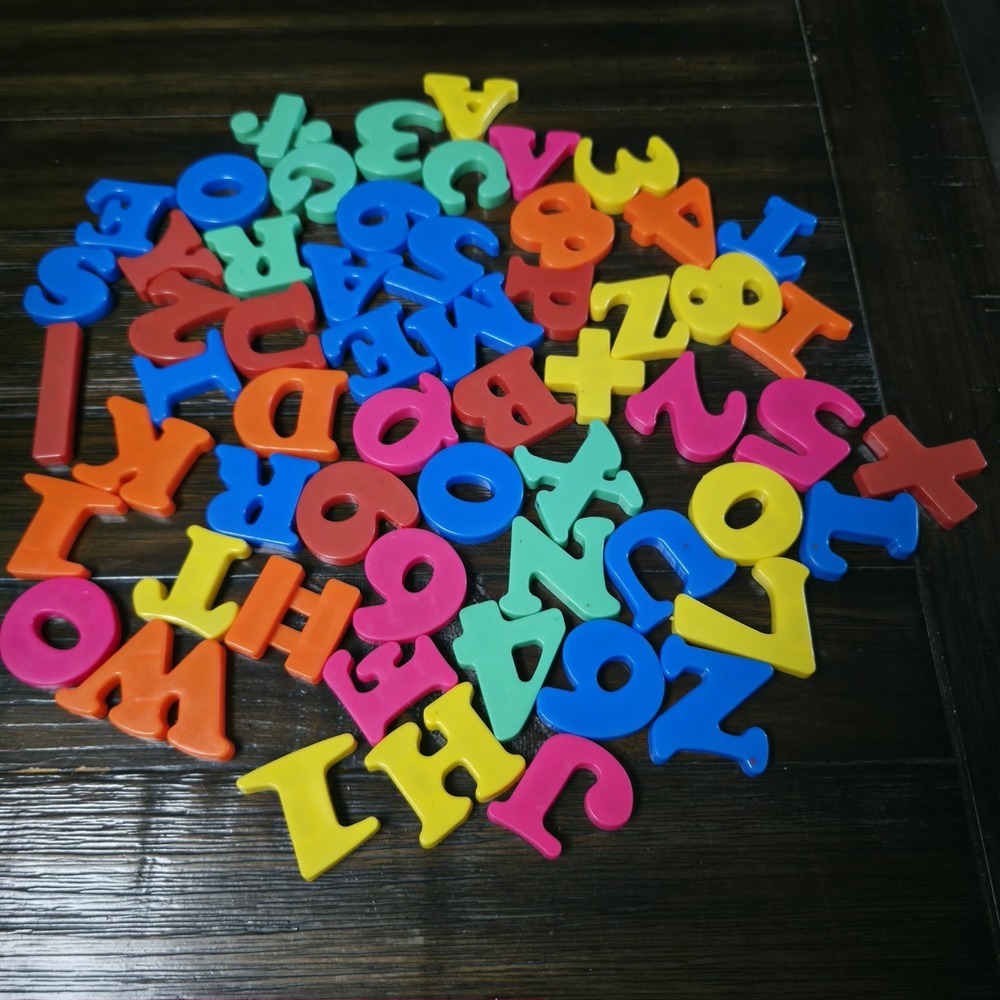 Vintage Plastic Magnetic Letters Numbers Fridge Magnets Mixed Lot 58 Pieces